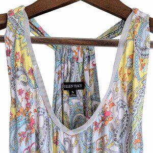 Ellen Tracy S Midi Gown Dress with Soft Lace Lined Shelf Bra Spring Floral